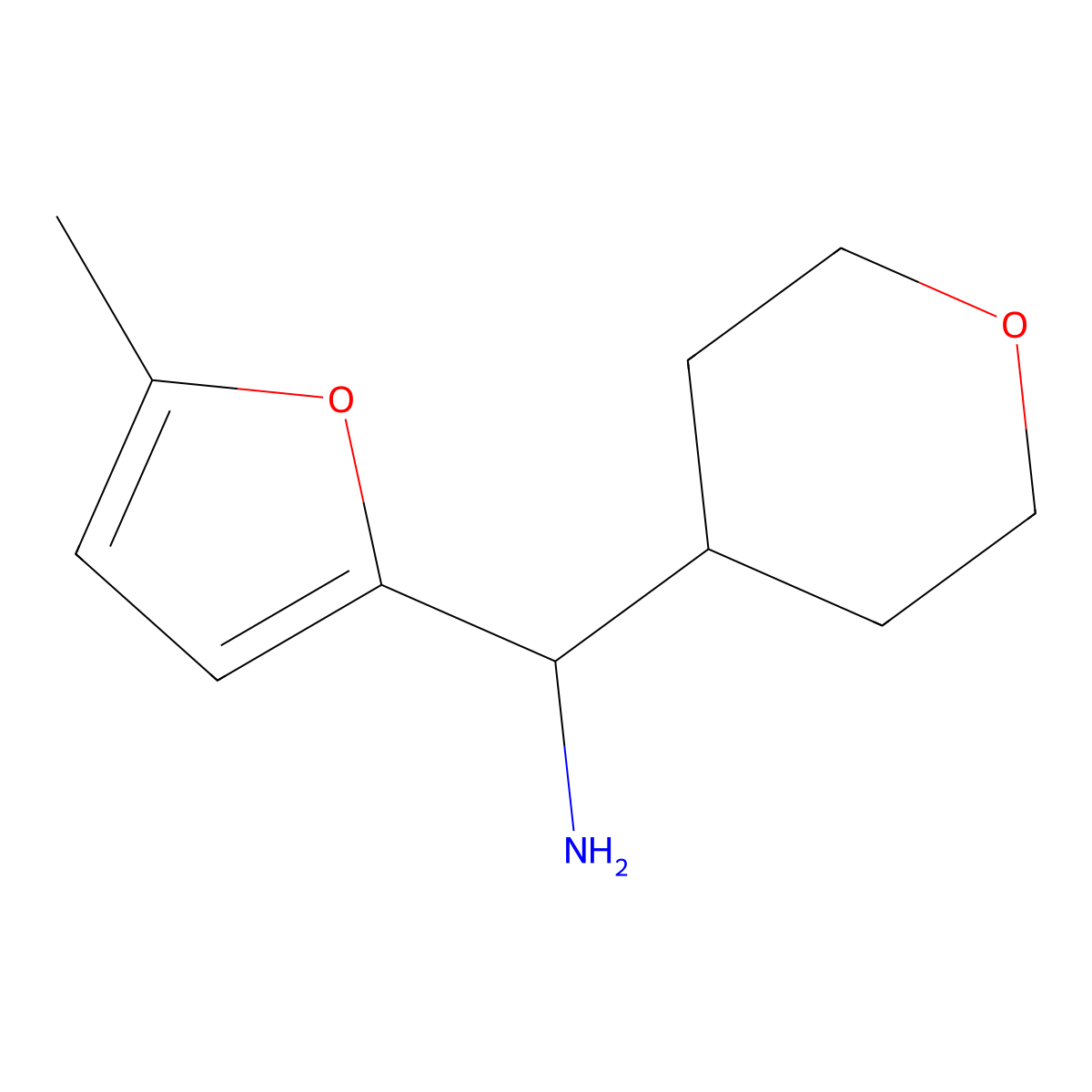 (5-Methylfuran-2-yl)(tetrahydro-2H-pyran-4-yl)methanamine molecular structure, CAS 1343929-29-2
