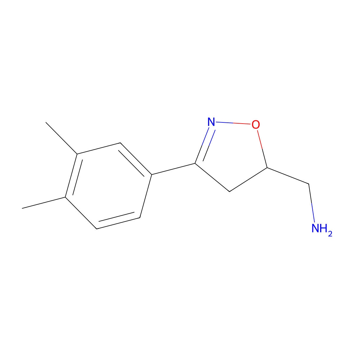(3-(3,4-Dimethylphenyl)-4,5-dihydroisoxazol-5-yl)methanamine molecular structure, CAS 1343929-62-3
