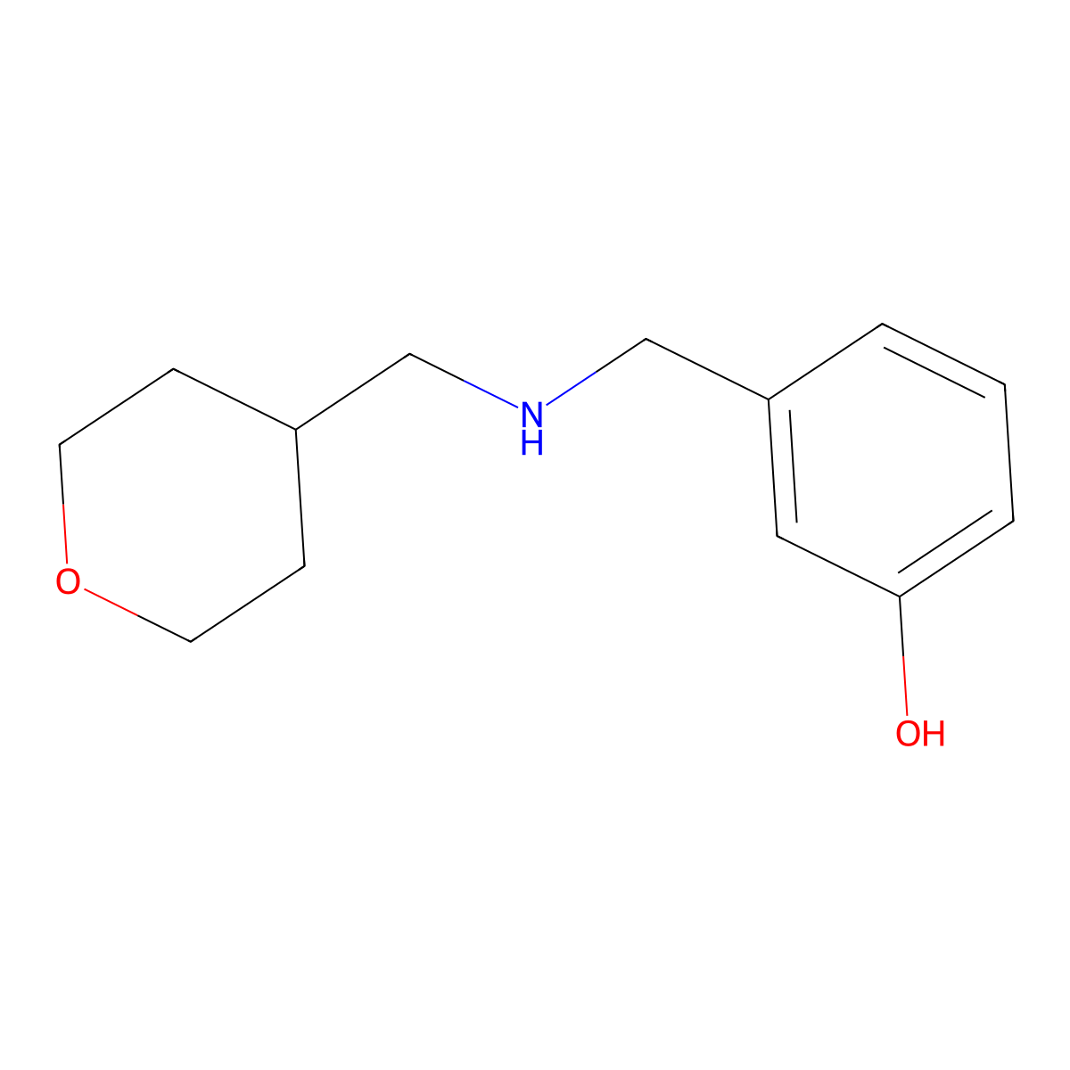 3-({[(Oxan-4-yl)methyl]amino}methyl)phenol molecular structure, CAS 1343930-00-6