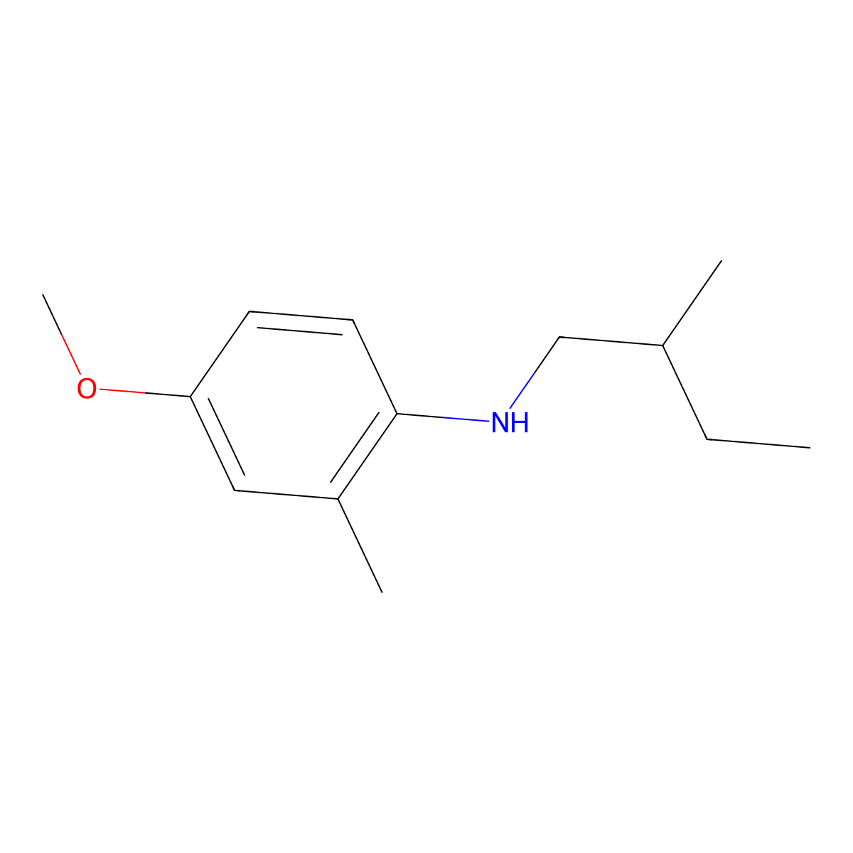4-methoxy-2-methyl-N-(2-methylbutyl)aniline molecular structure, CAS 1343932-36-4