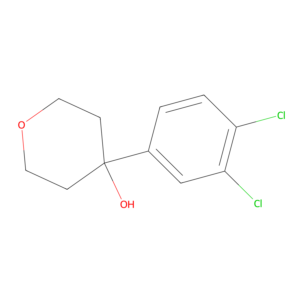 4-(3,4-Dichlorophenyl)oxan-4-ol molecular structure, CAS 1343942-50-6