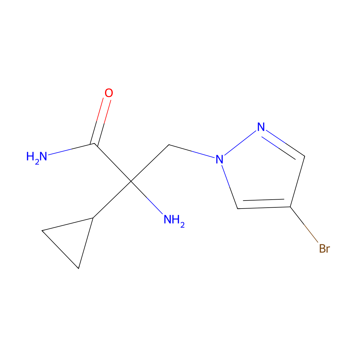 2-Amino-3-(4-bromo-1h-pyrazol-1-yl)-2-cyclopropylpropanamide molecular structure, CAS 1343943-85-0