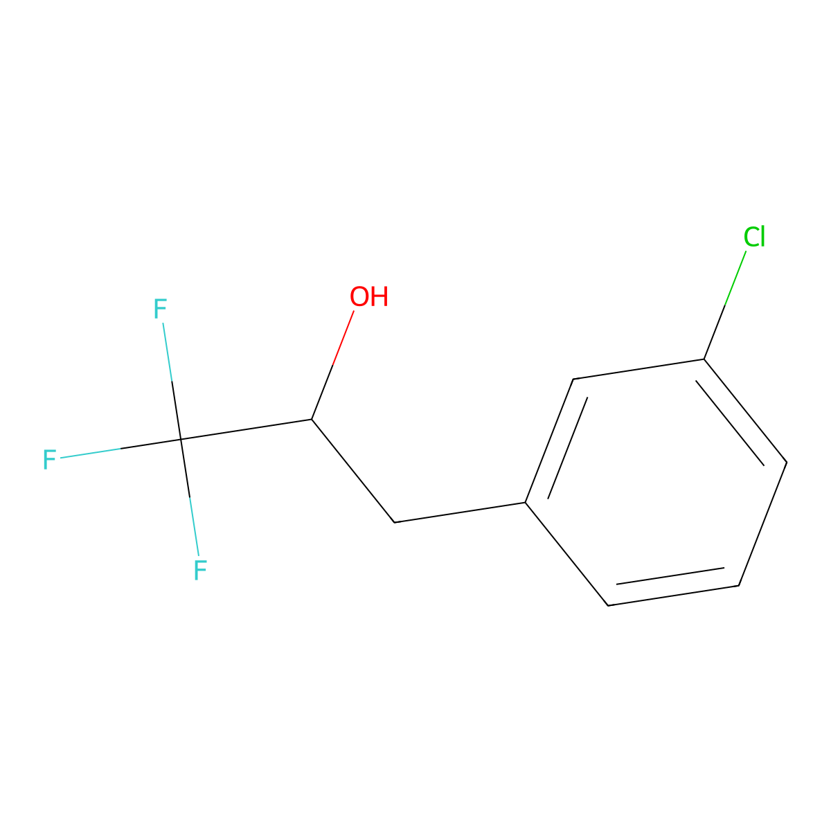 3-(3-Chlorophenyl)-1,1,1-trifluoropropan-2-ol molecular structure, CAS 1343946-35-9