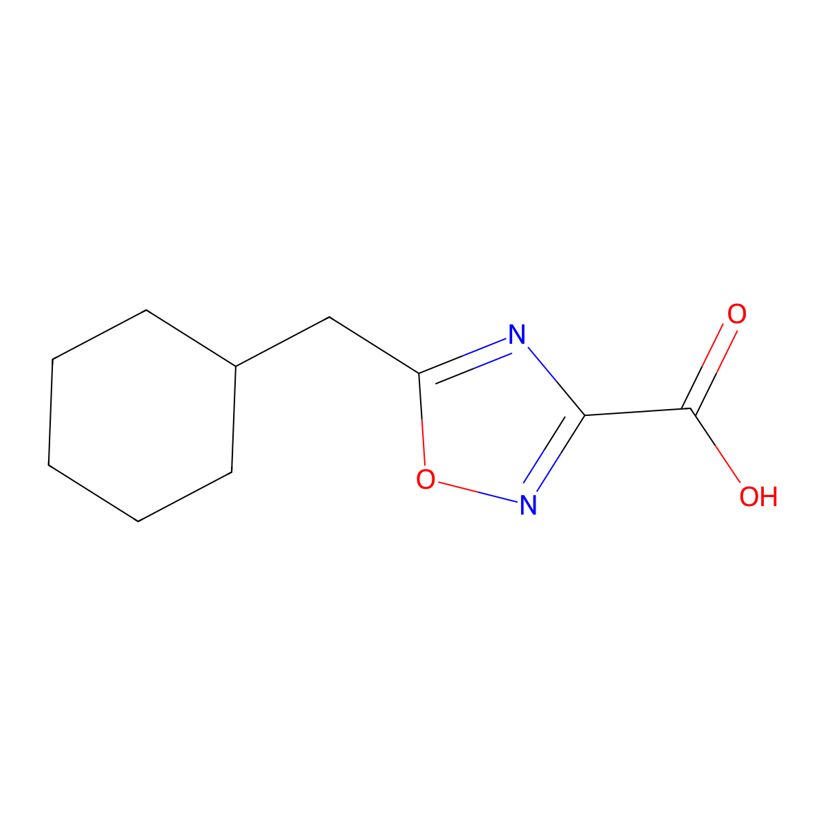5-(Cyclohexylmethyl)-1,2,4-oxadiazole-3-carboxylic acid molecular structure, CAS 1343951-71-2