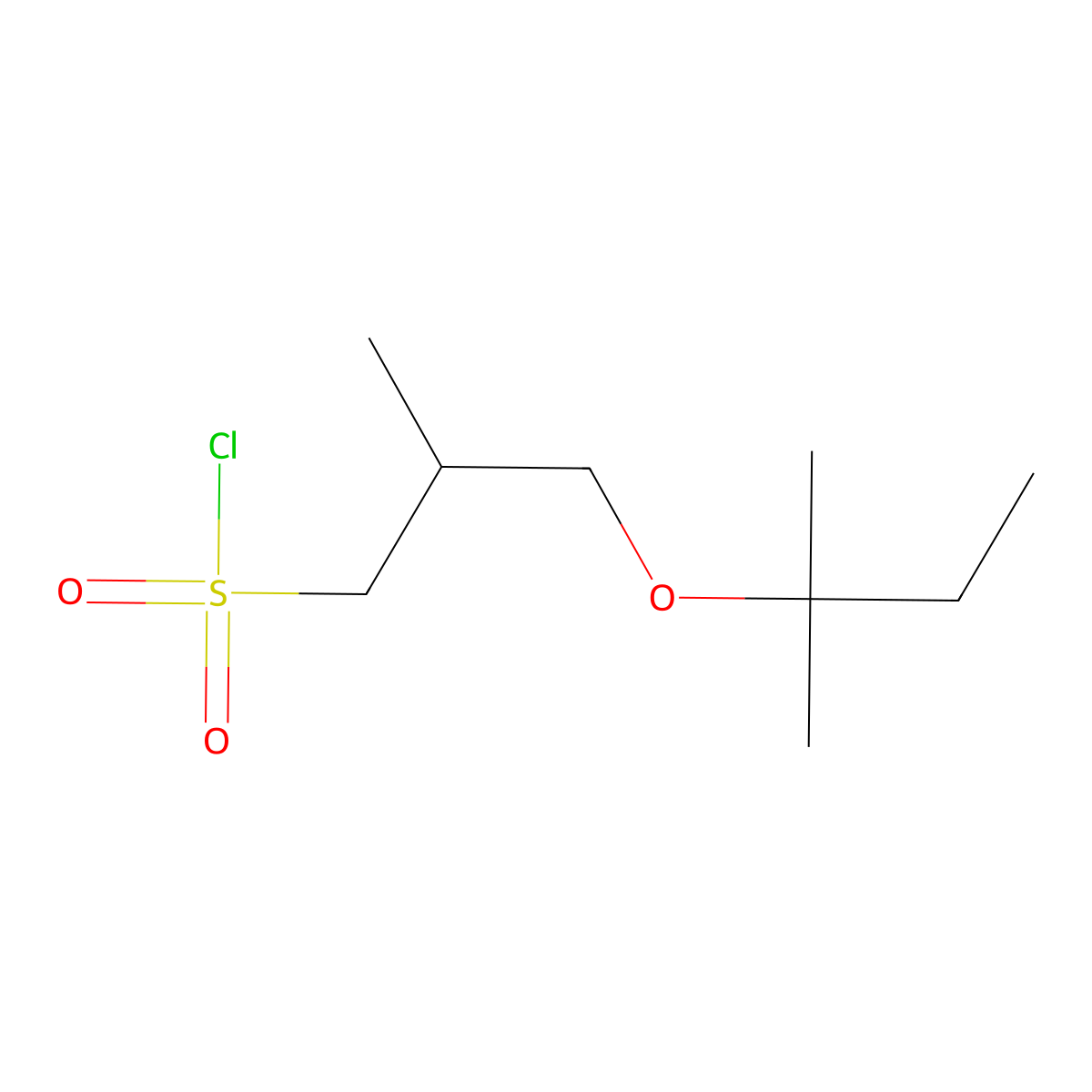 2-Methyl-3-[(2-methylbutan-2-yl)oxy]propane-1-sulfonyl chloride molecular structure, CAS 1343951-85-8