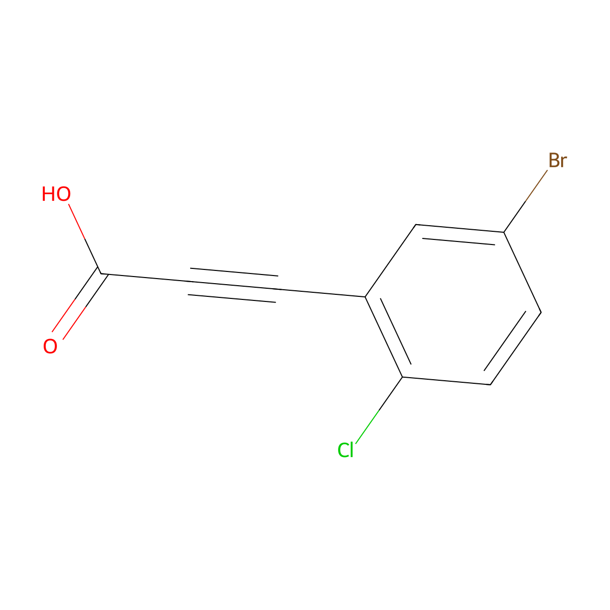 3-(5-Bromo-2-chlorophenyl)prop-2-ynoic acid molecular structure, CAS 1343954-76-6