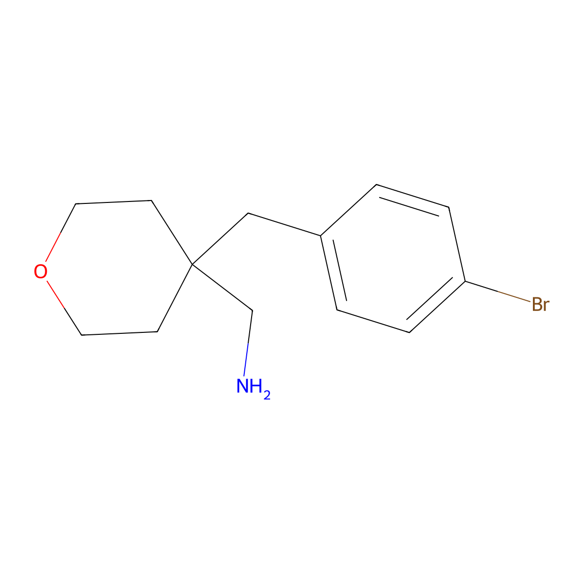4-[(4-Bromophenyl)methyl]oxan-4-ylmethanamine molecular structure, CAS 1343958-00-8