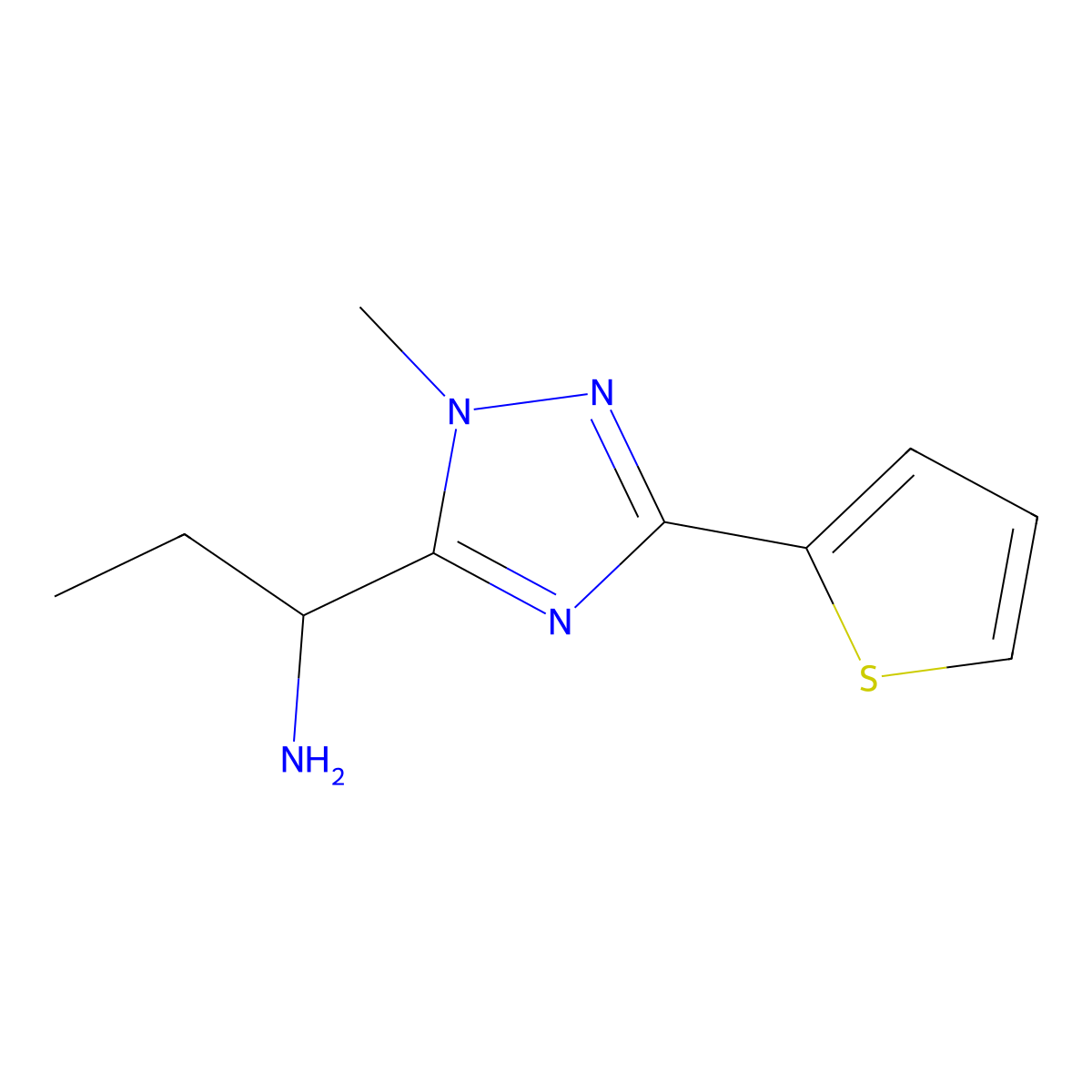 1-(1-Methyl-3-(thiophen-2-yl)-1h-1,2,4-triazol-5-yl)propan-1-amine molecular structure, CAS 1343958-21-3