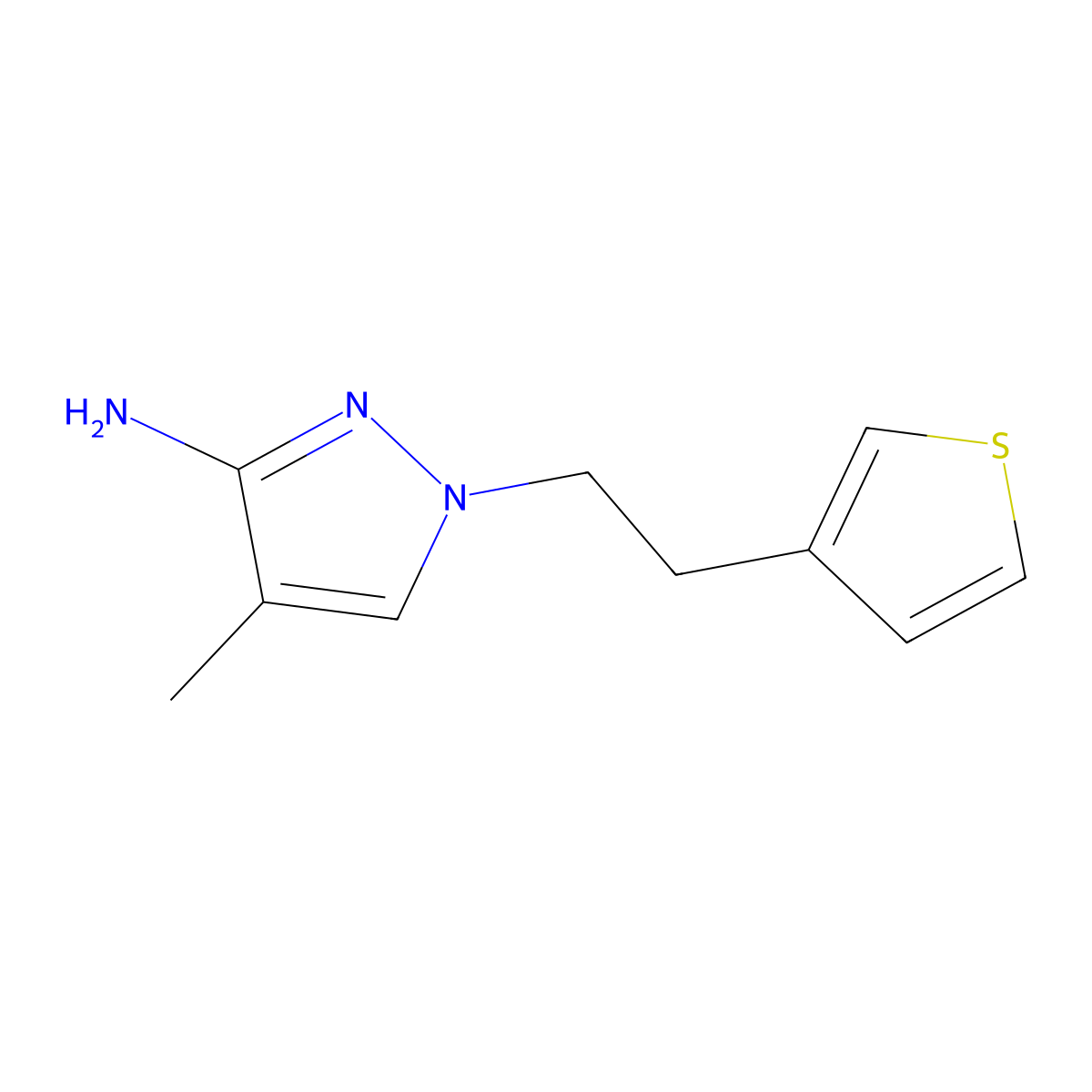4-methyl-1-[2-(thiophen-3-yl)ethyl]-1H-pyrazol-3-amine molecular structure, CAS 1343959-18-1