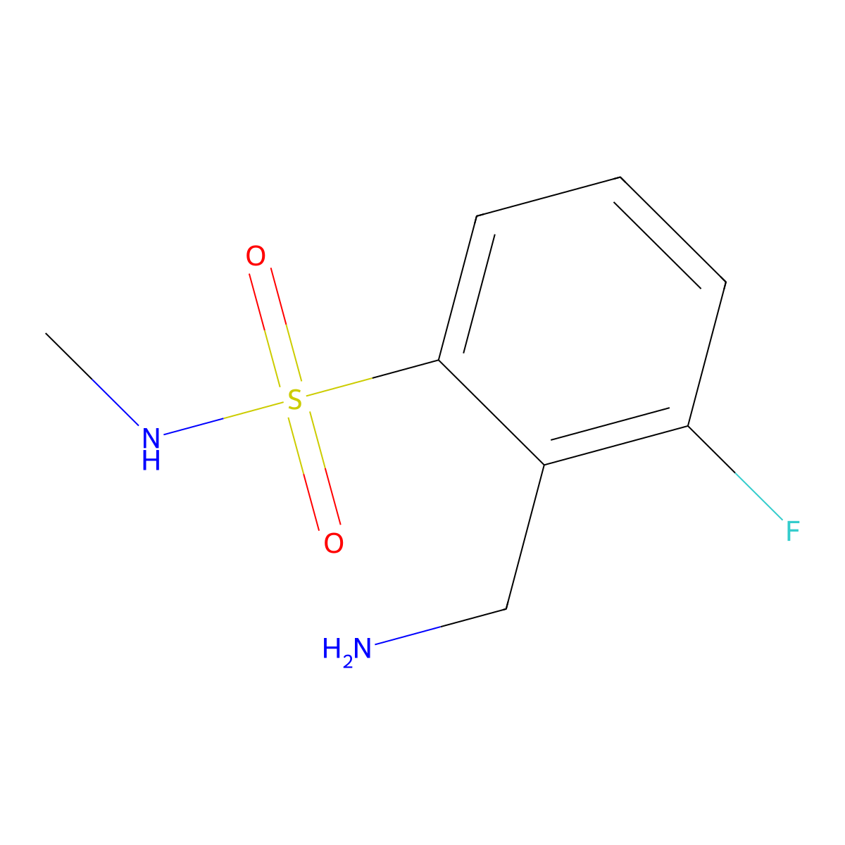 2-(aminomethyl)-3-fluoro-N-methylbenzene-1-sulfonamide molecular structure, CAS 1343960-00-8