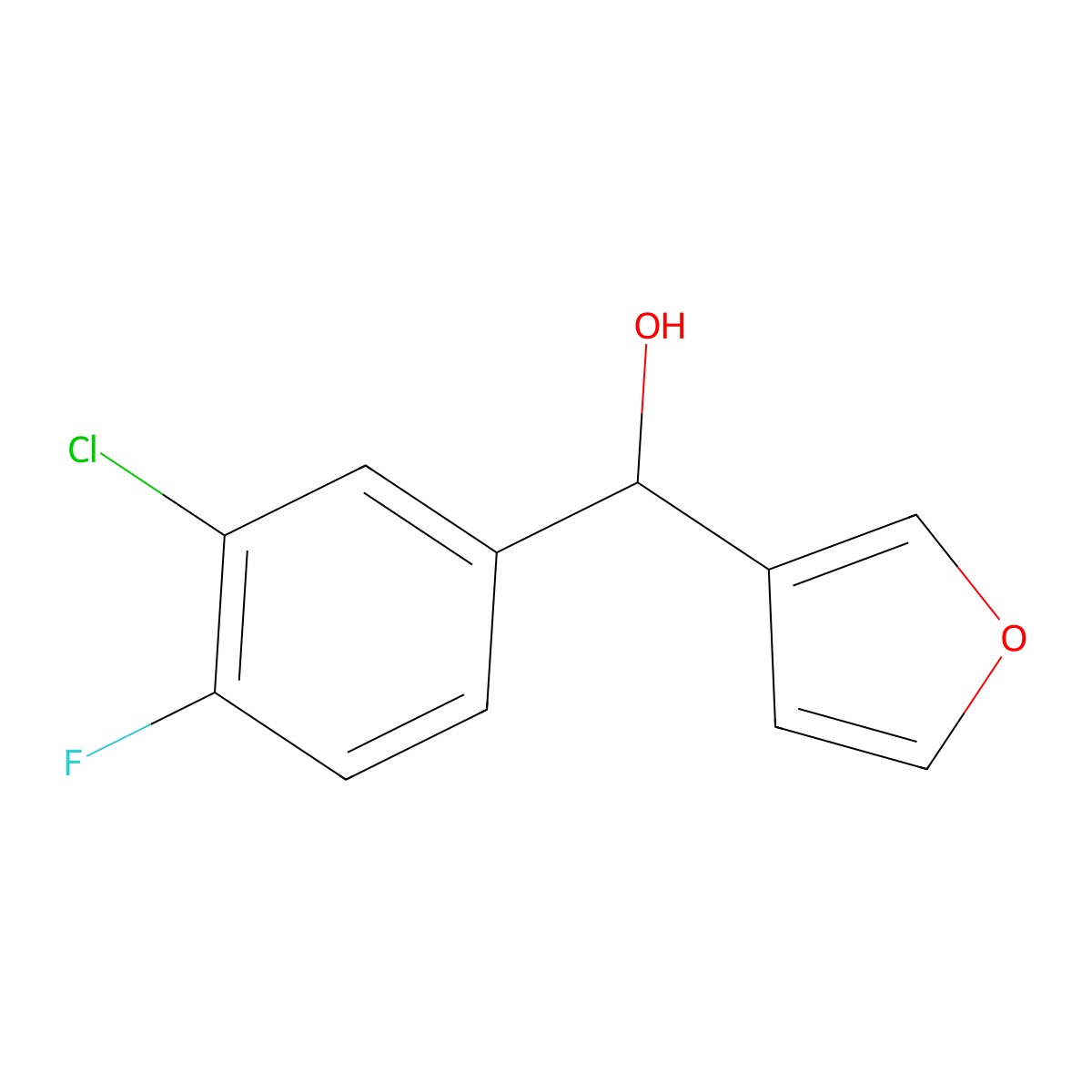 (3-Chloro-4-fluorophenyl)(furan-3-yl)methanol molecular structure, CAS 1343960-81-5