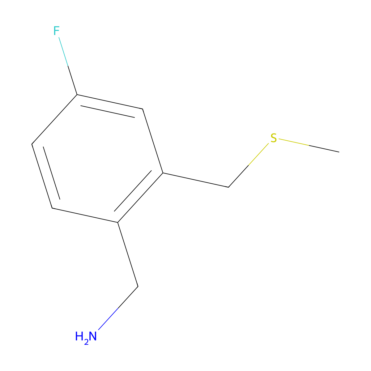 {4-Fluoro-2-[(methylsulfanyl)methyl]phenyl}methanamine molecular structure, CAS 1343961-09-0
