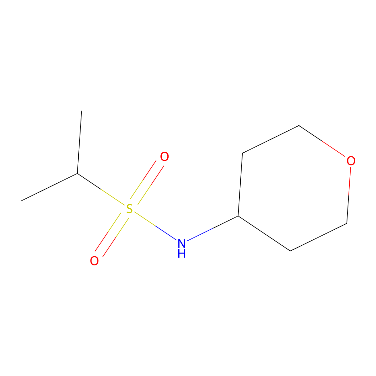N-(oxan-4-yl)propane-2-sulfonamide molecular structure, CAS 1343964-10-2