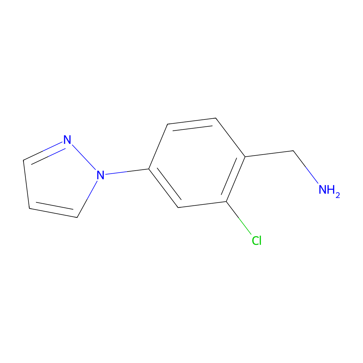 (2-Chloro-4-(1H-pyrazol-1-yl)phenyl)methanamine molecular structure, CAS 1343964-83-9