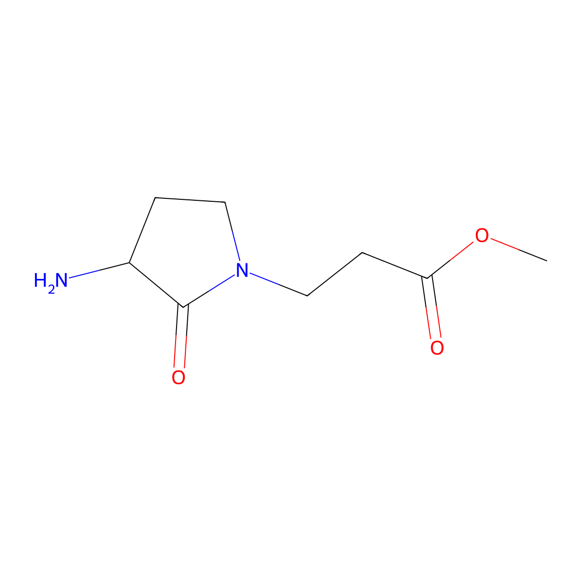 Methyl 3-(3-amino-2-oxopyrrolidin-1-yl)propanoate molecular structure, CAS 1343965-17-2