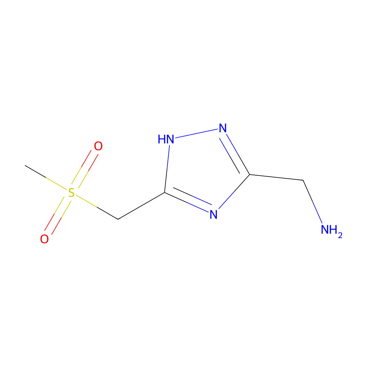 [5-(methanesulfonylmethyl)-4H-1,2,4-triazol-3-yl]methanamine molecular structure, CAS 1343966-24-4
