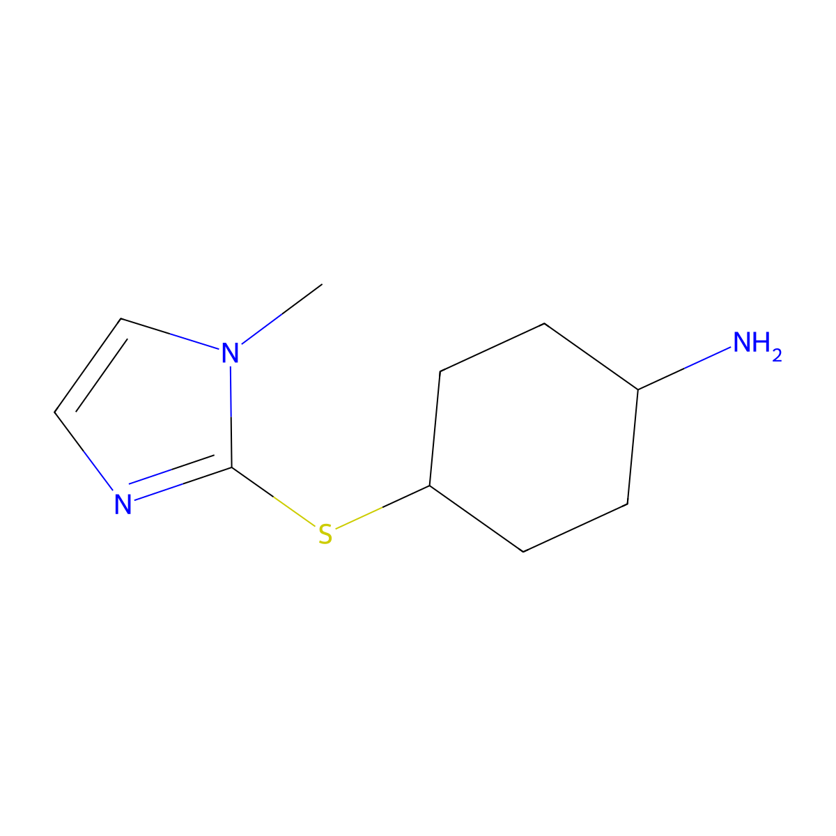 4-[(1-methyl-1H-imidazol-2-yl)sulfanyl]cyclohexan-1-amine molecular structure, CAS 1343966-63-1