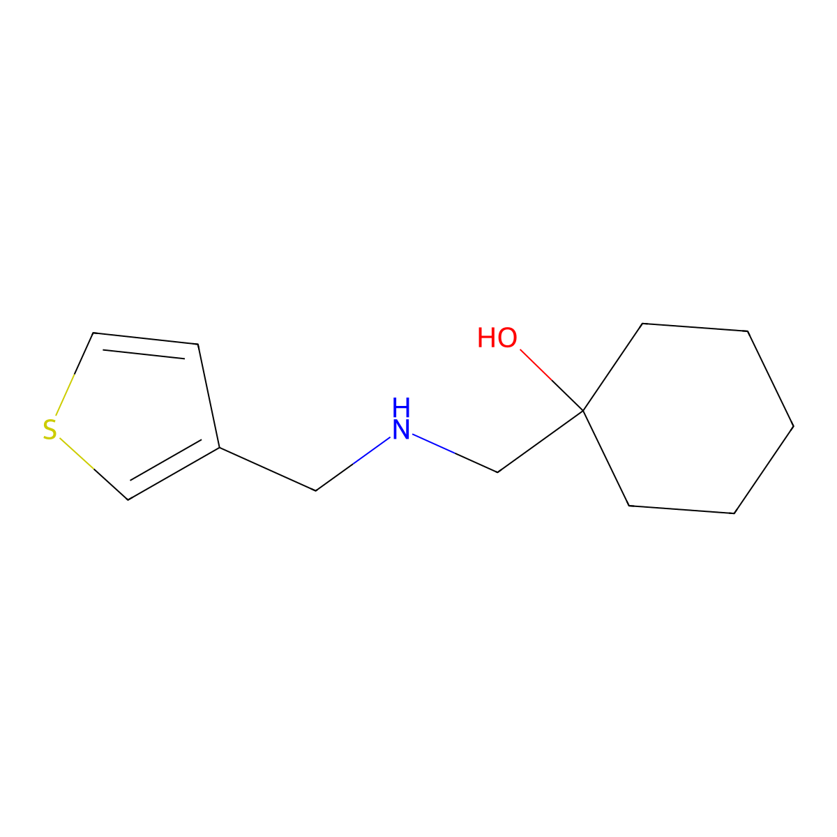 1-({[(Thiophen-3-yl)methyl]amino}methyl)cyclohexan-1-ol molecular structure, CAS 1343968-30-8