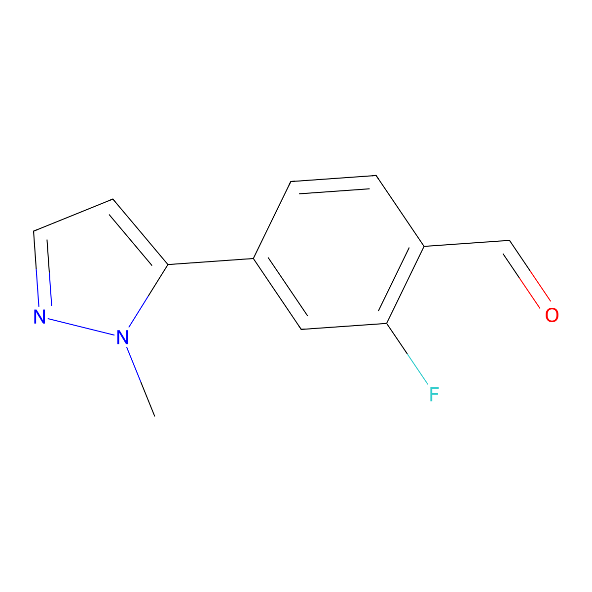 2-fluoro-4-(1-methyl-1H-pyrazol-5-yl)benzaldehyde molecular structure, CAS 1343968-78-4