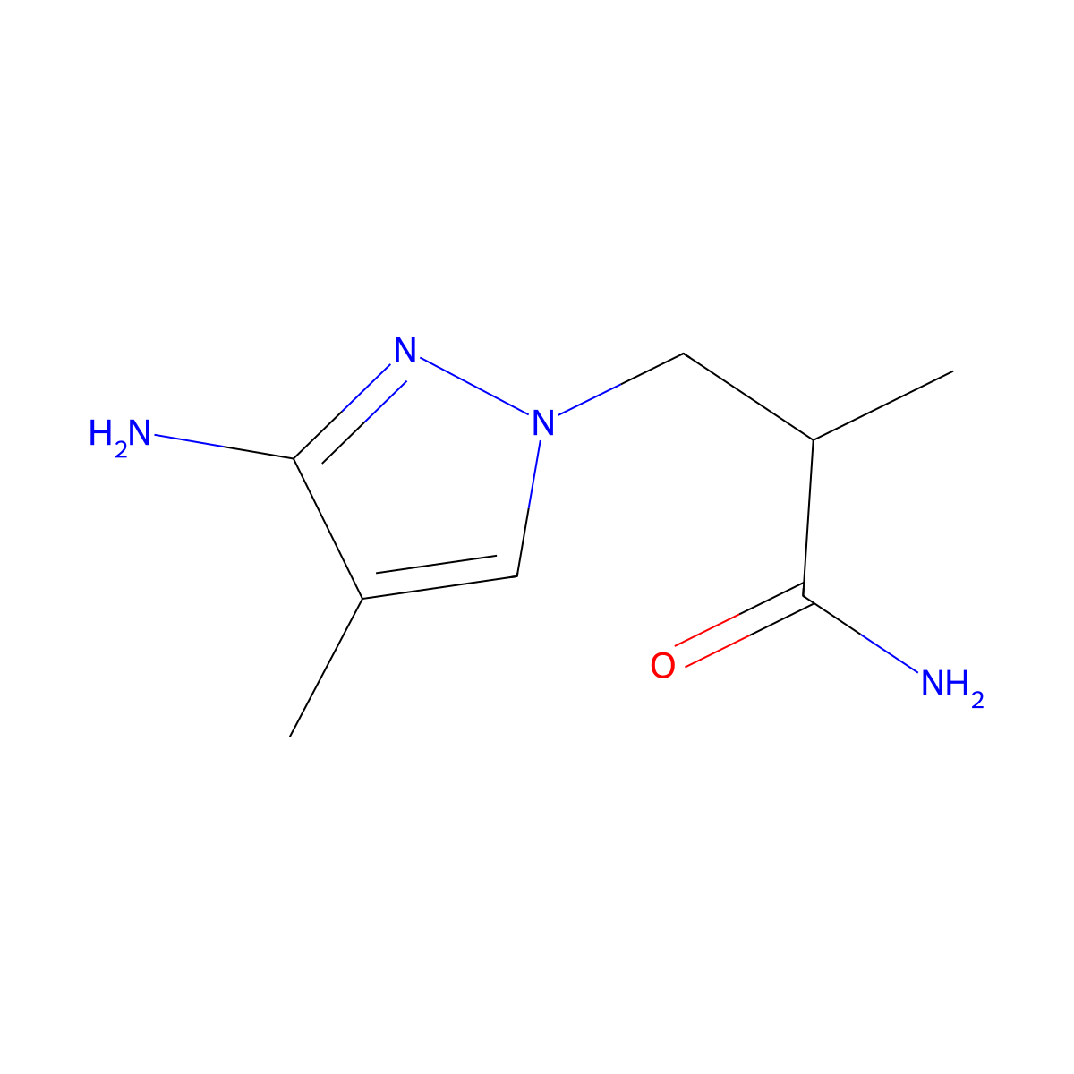 3-(3-amino-4-methyl-1H-pyrazol-1-yl)-2-methylpropanamide molecular structure, CAS 1343970-61-5