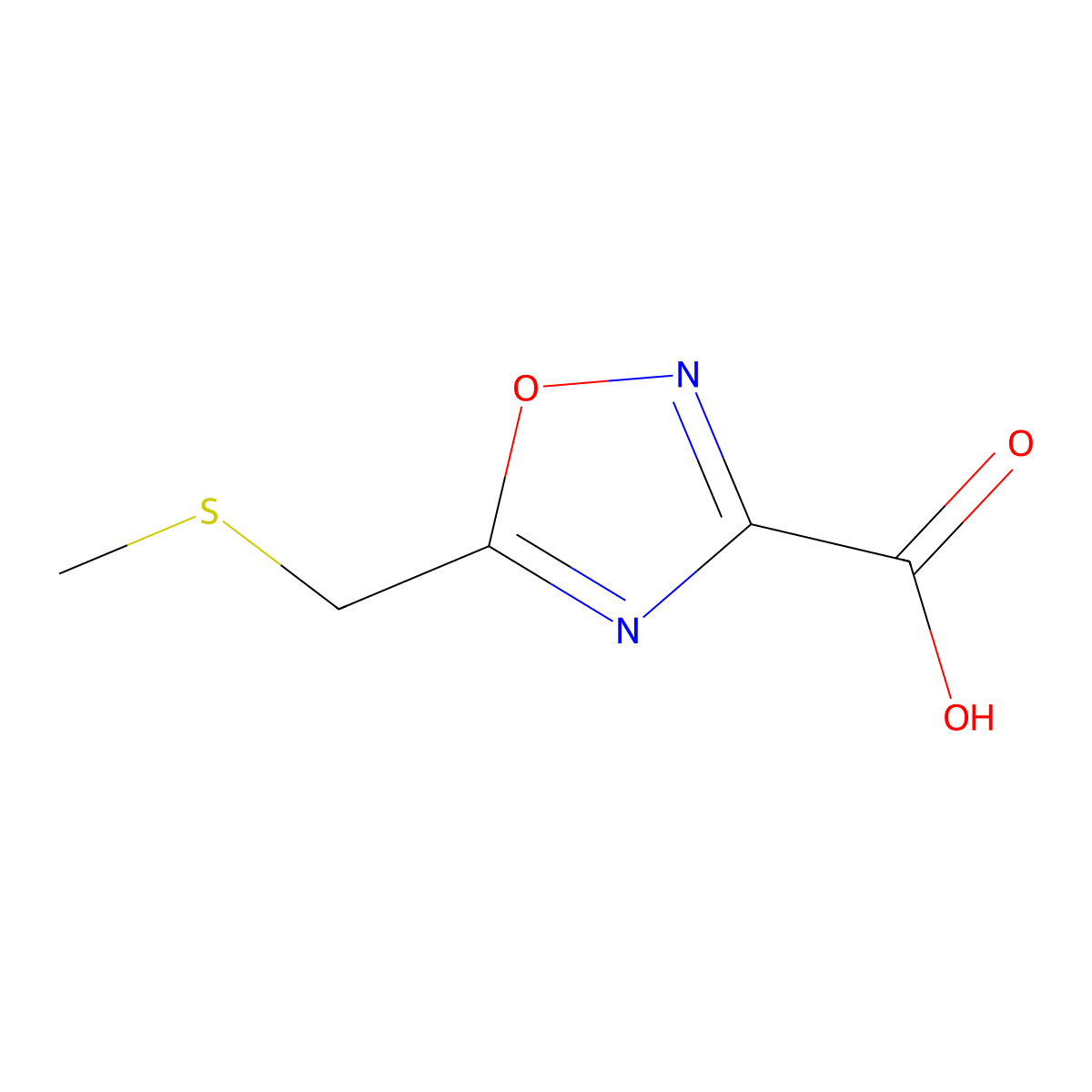 5-((Methylthio)methyl)-1,2,4-oxadiazole-3-carboxylic acid molecular structure, CAS 1343971-51-6