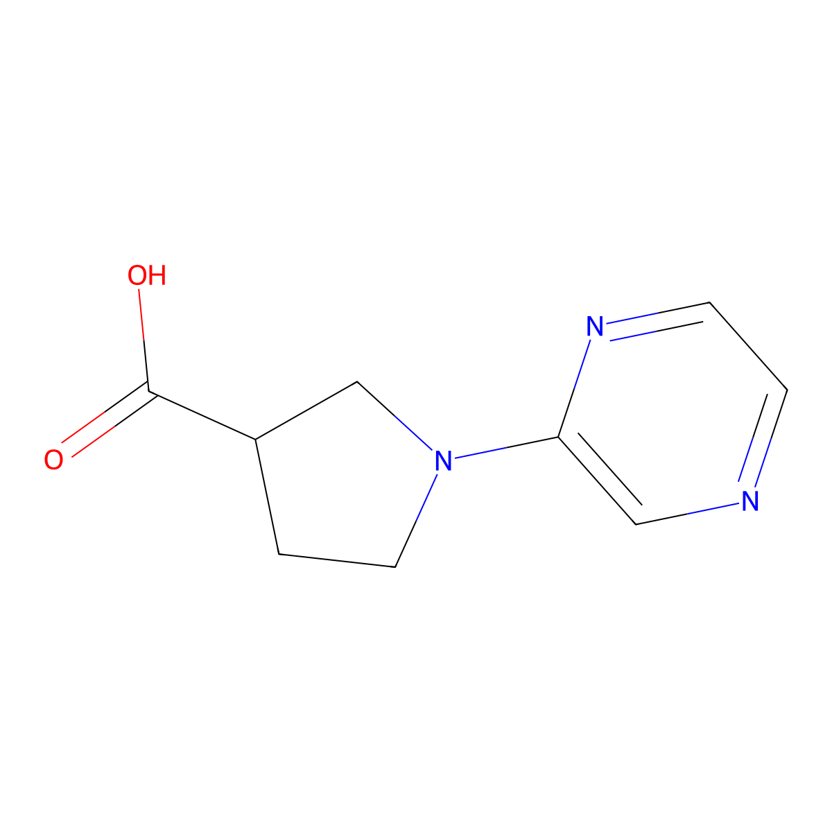 1-(Pyrazin-2-yl)pyrrolidine-3-carboxylic acid molecular structure, CAS 1343979-68-9