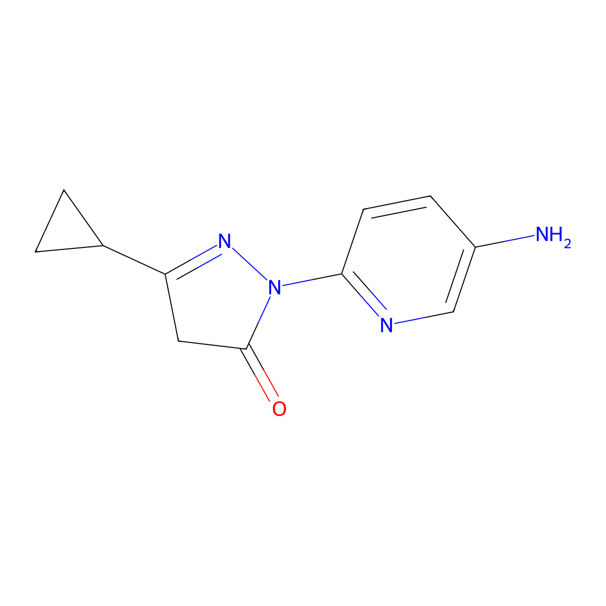 1-(5-aminopyridin-2-yl)-3-cyclopropyl-4,5-dihydro-1H-pyrazol-5-one molecular structure, CAS 1343983-95-8