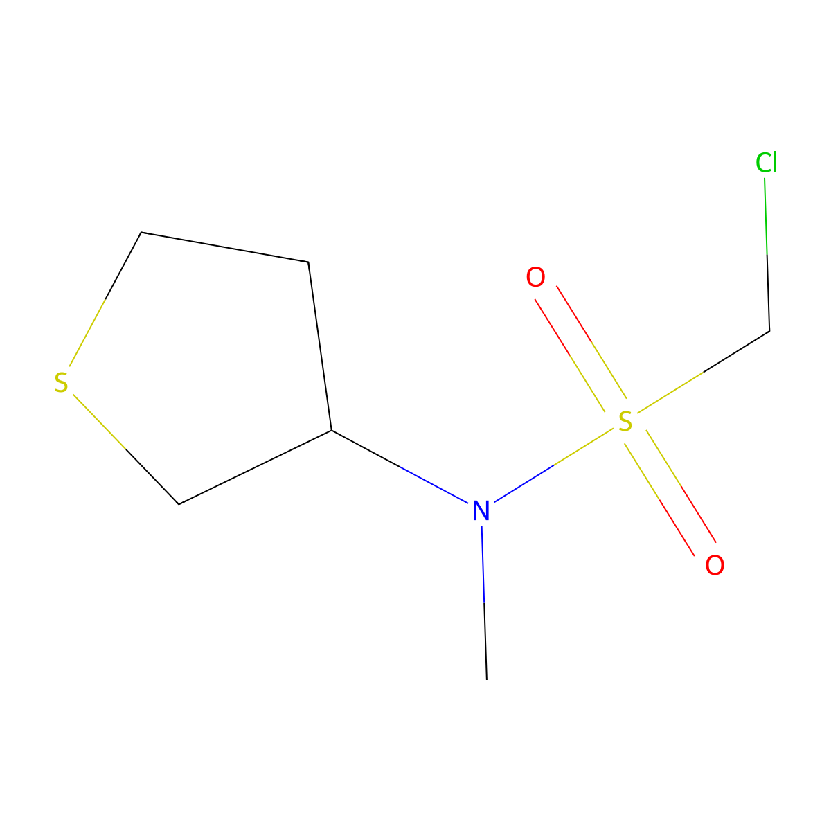 1-chloro-N-methyl-N-(thiolan-3-yl)methanesulfonamide molecular structure, CAS 1343984-65-5