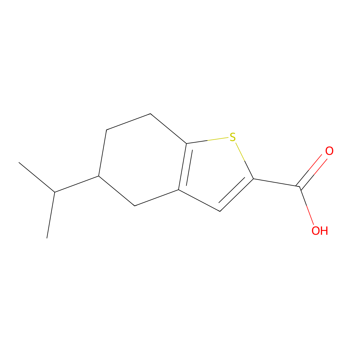 5-(Propan-2-yl)-4,5,6,7-tetrahydro-1-benzothiophene-2-carboxylic acid molecular structure, CAS 1343988-74-8