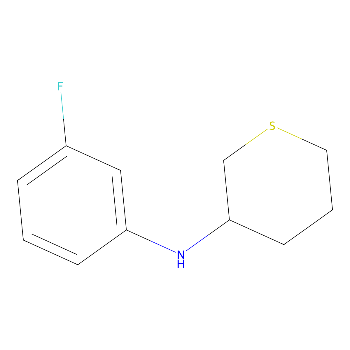 N-(3-fluorophenyl)thian-3-amine molecular structure, CAS 1343990-21-5