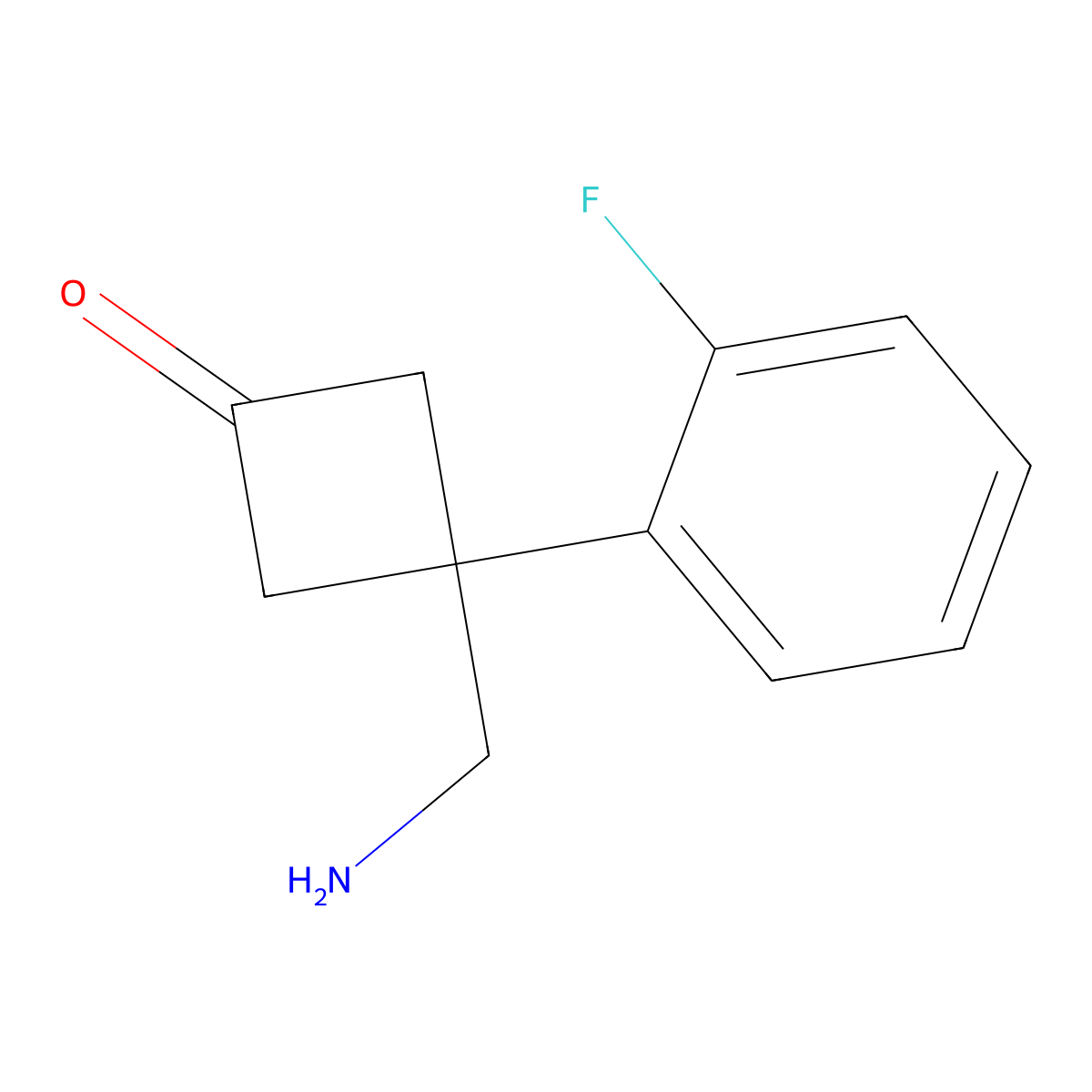 3-(Aminomethyl)-3-(2-fluorophenyl)cyclobutan-1-one molecular structure, CAS 1343996-11-1