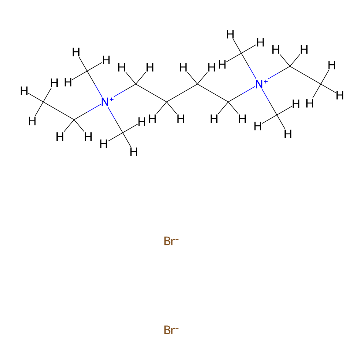 N~1~,N~4~-Diethyl-N~1~,N~1~,N~4~,N~4~-tetramethylbutane-1,4-bis(aminium) dibromide molecular structure, CAS 13440-16-9