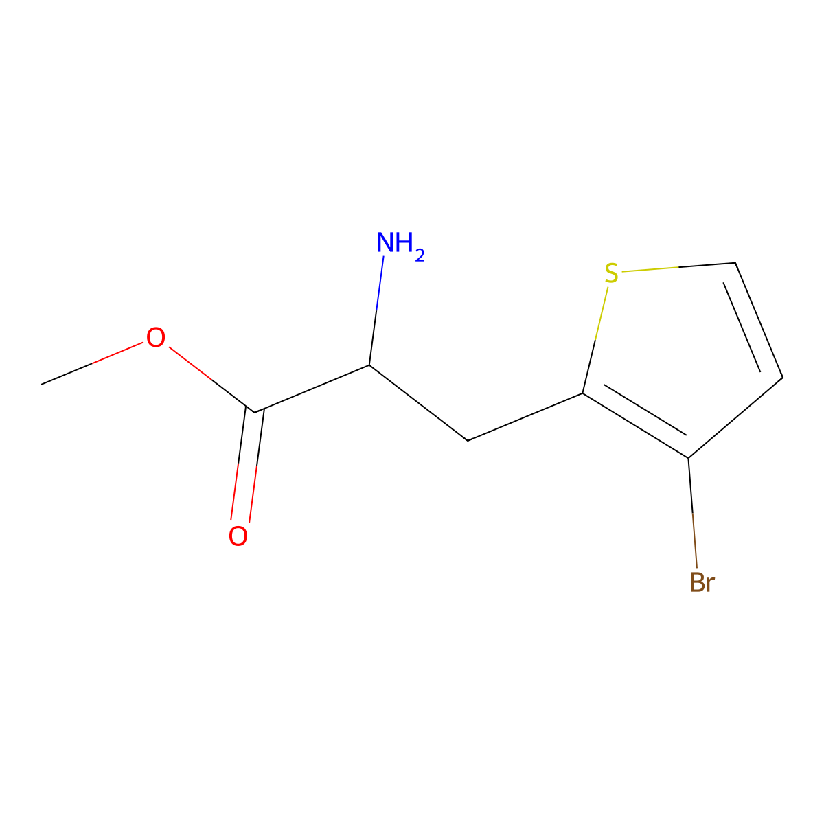 Methyl 2-amino-3-(3-bromothiophen-2-yl)propanoate molecular structure, CAS 1344002-21-6