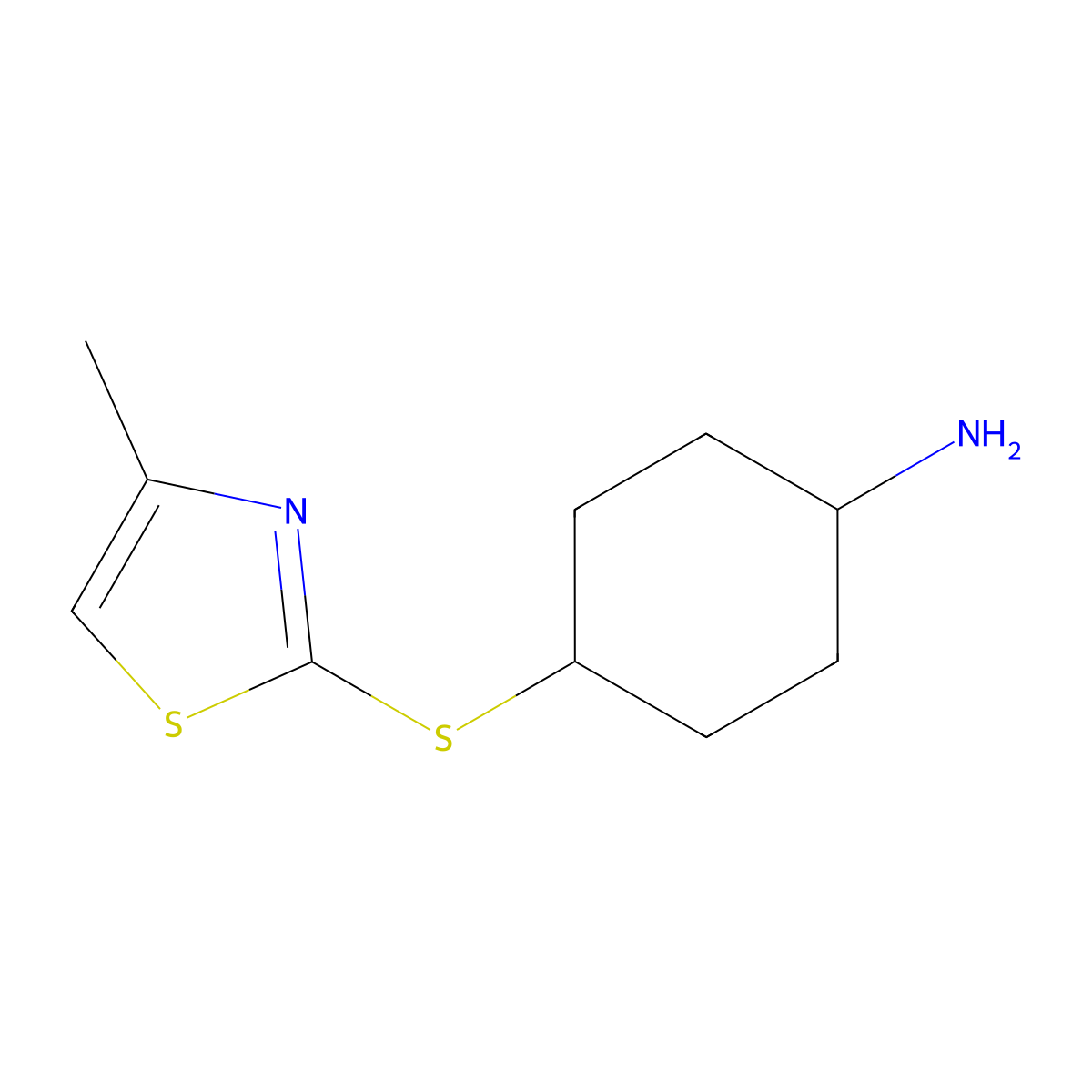 4-[(4-Methyl-1,3-thiazol-2-yl)sulfanyl]cyclohexan-1-amine molecular structure, CAS 1344002-40-9