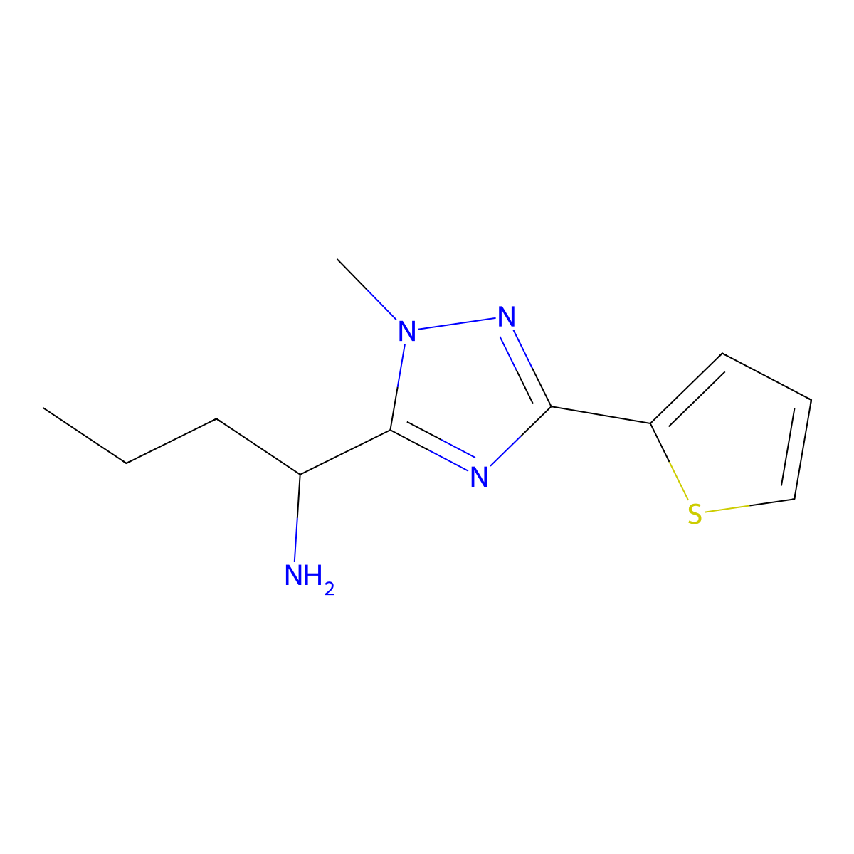 1-(1-Methyl-3-(thiophen-2-yl)-1h-1,2,4-triazol-5-yl)butan-1-amine molecular structure, CAS 1344006-28-5