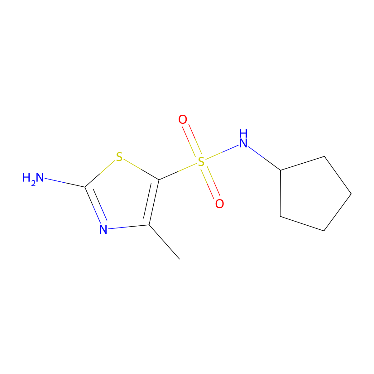 2-Amino-N-cyclopentyl-4-methylthiazole-5-sulfonamide molecular structure, CAS 1344008-60-1