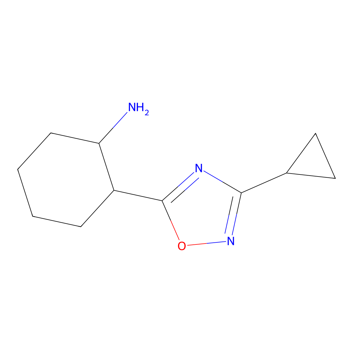 2-(3-Cyclopropyl-1,2,4-oxadiazol-5-yl)cyclohexan-1-amine molecular structure, CAS 1344010-47-4