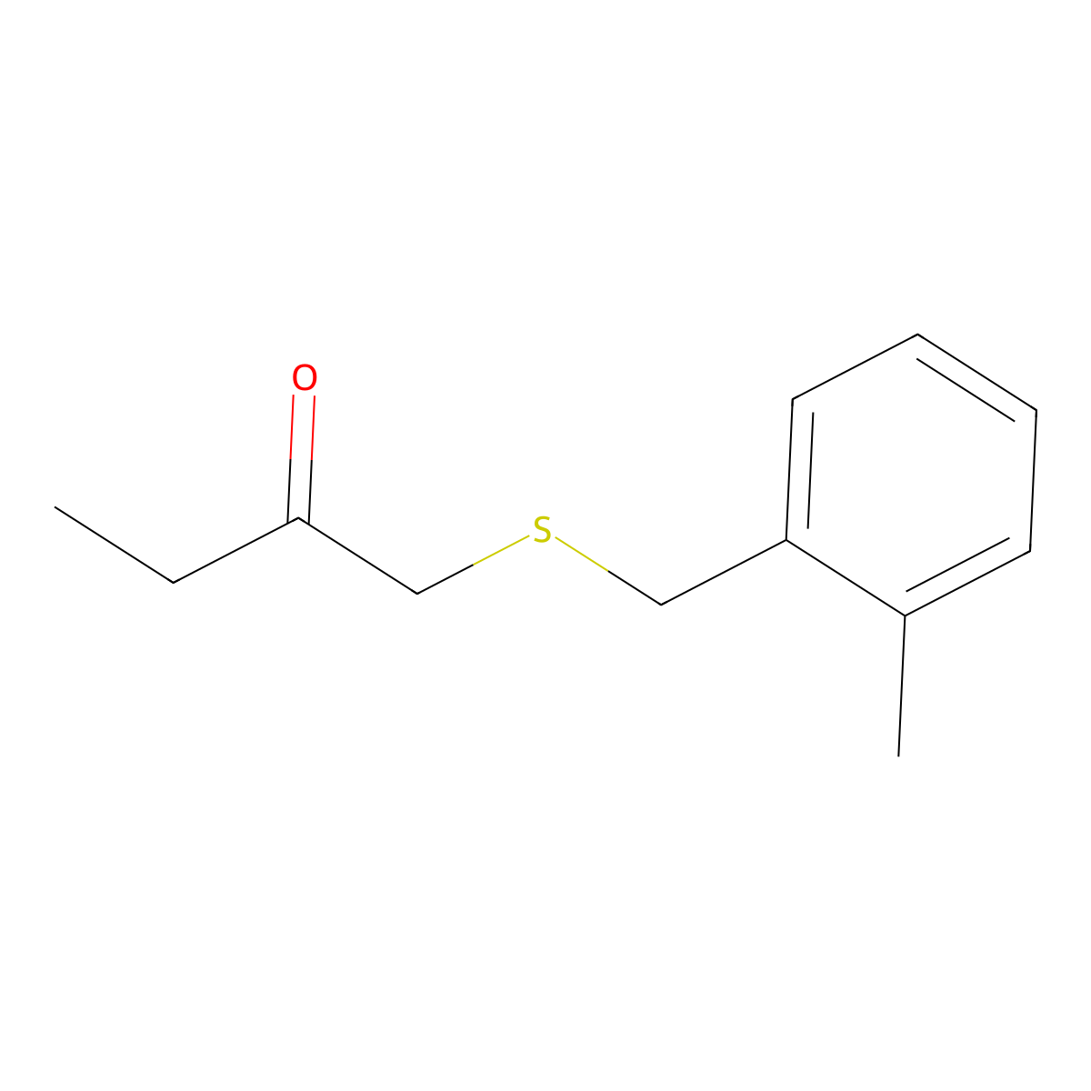 1-((2-Methylbenzyl)thio)butan-2-one molecular structure, CAS 1344011-79-5