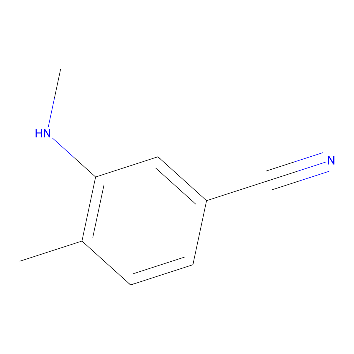 4-Methyl-3-(methylamino)benzonitrile molecular structure, CAS 1344014-89-6