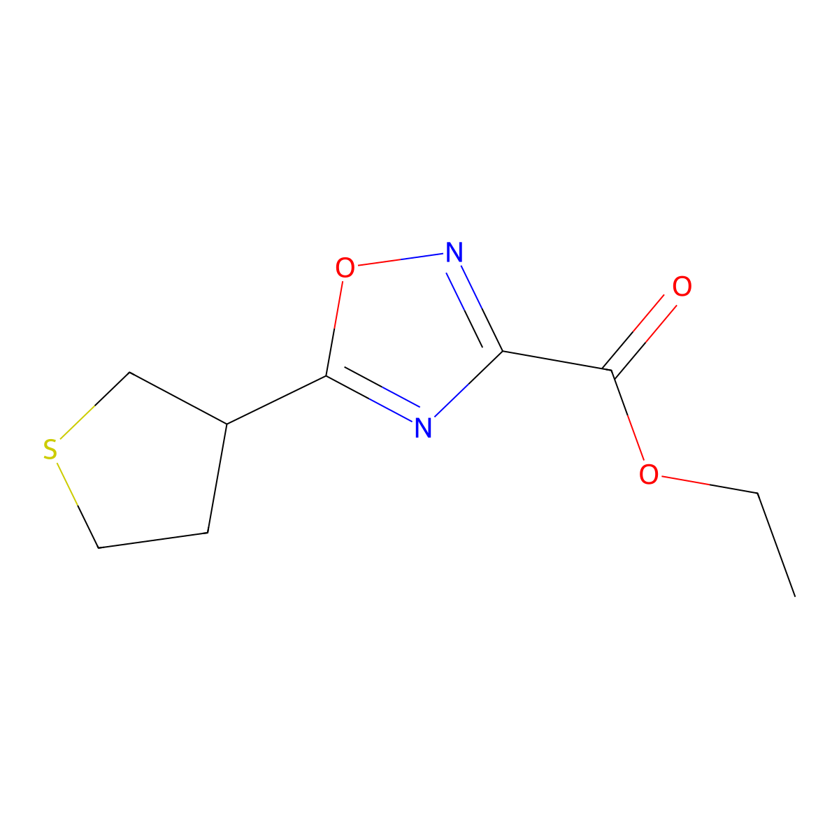 Ethyl 5-(tetrahydrothiophen-3-yl)-1,2,4-oxadiazole-3-carboxylate molecular structure, CAS 1344017-83-9