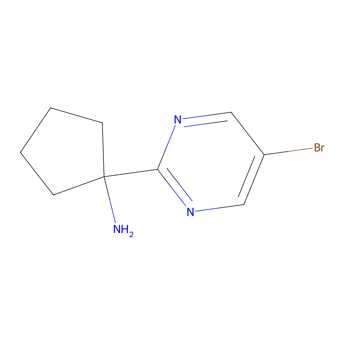 1-(5-Bromopyrimidin-2-yl)cyclopentan-1-amine molecular structure, CAS 1344019-64-2