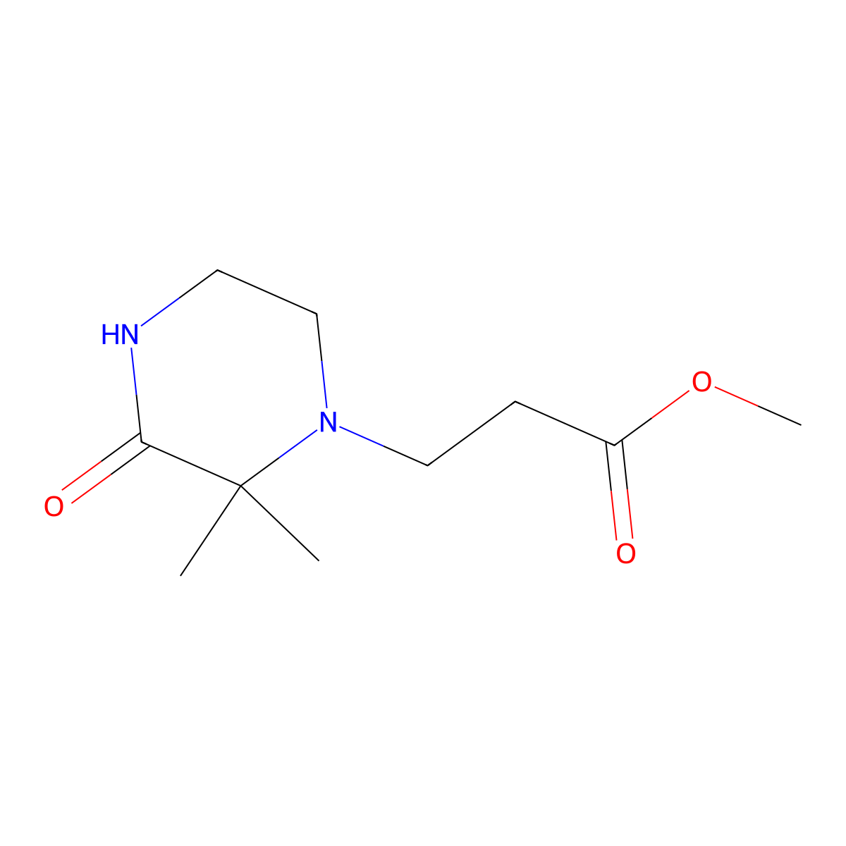 Methyl 3-(2,2-dimethyl-3-oxopiperazin-1-yl)propanoate molecular structure, CAS 1344021-94-8
