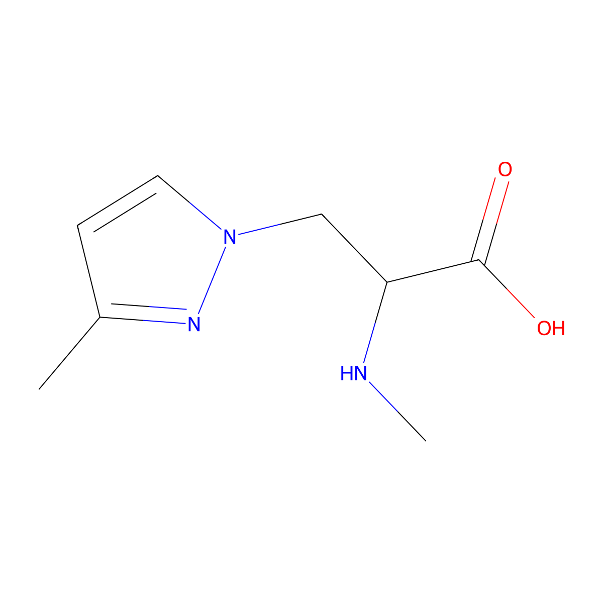 3-(3-Methyl-1h-pyrazol-1-yl)-2-(methylamino)propanoic acid molecular structure, CAS 1344022-58-7