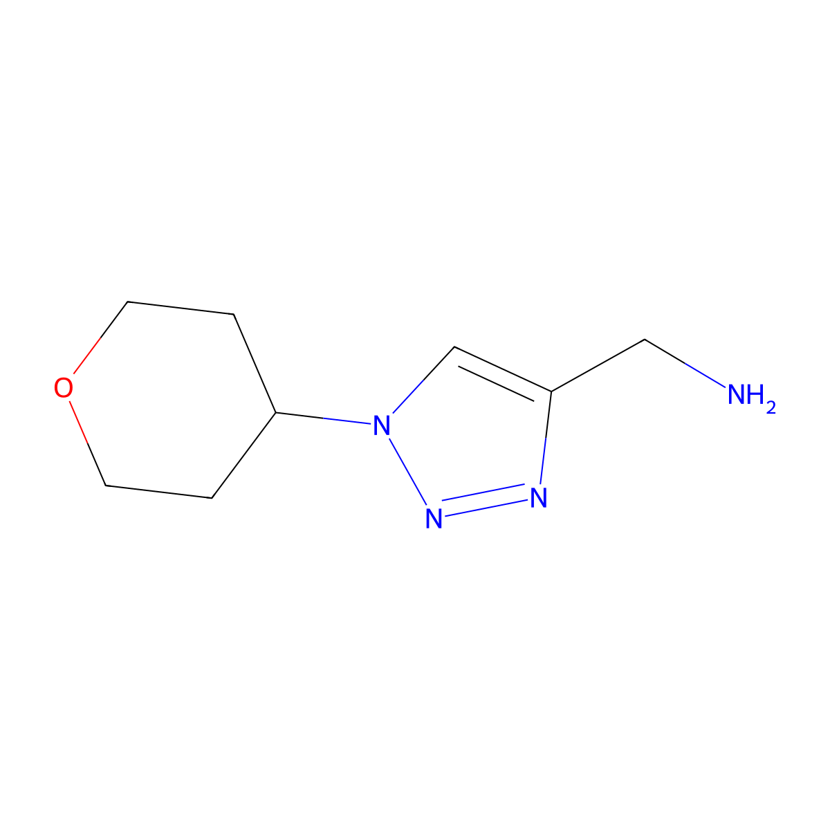 [1-(oxan-4-yl)-1H-1,2,3-triazol-4-yl]methanamine molecular structure, CAS 1344036-27-6