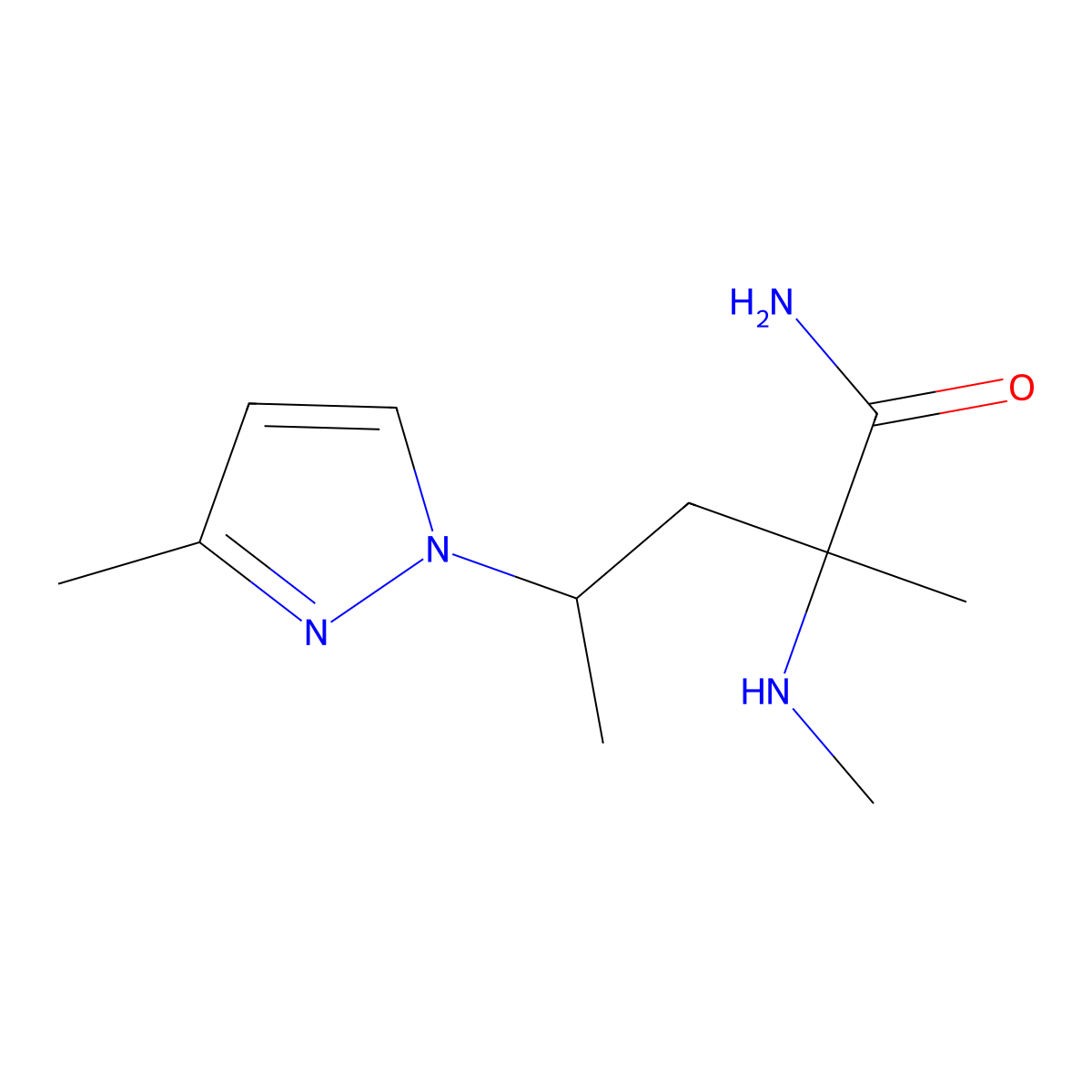 2-Methyl-4-(3-methyl-1h-pyrazol-1-yl)-2-(methylamino)pentanamide molecular structure, CAS 1344041-04-8