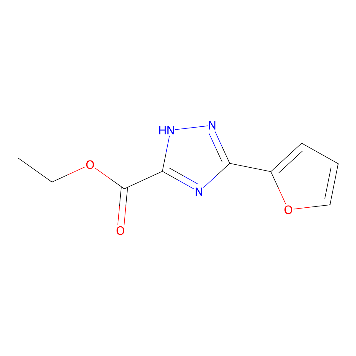 ethyl 3-(furan-2-yl)-1H-1,2,4-triazole-5-carboxylate molecular structure, CAS 1344041-74-2