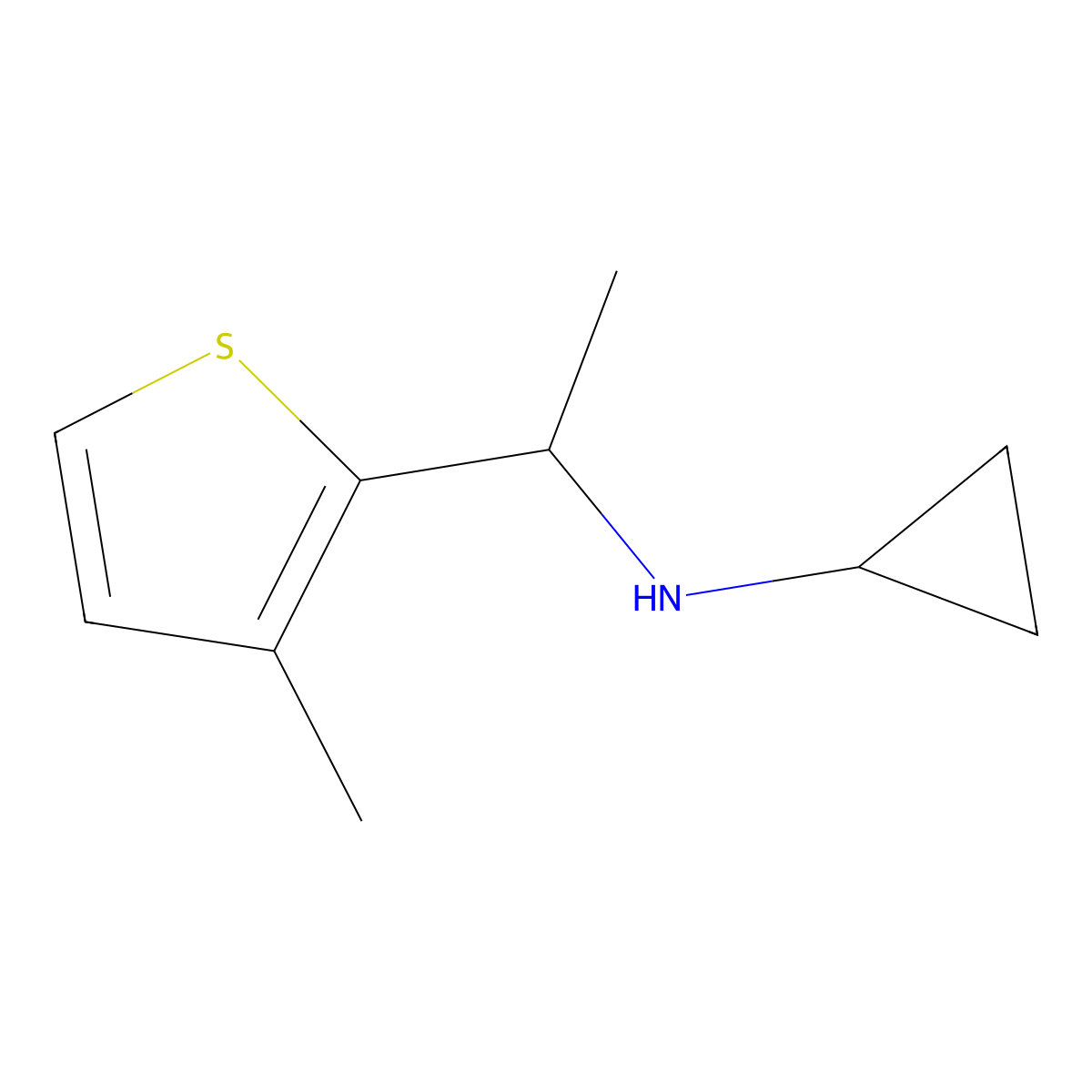 N-[1-(3-methylthiophen-2-yl)ethyl]cyclopropanamine molecular structure, CAS 1344042-71-2