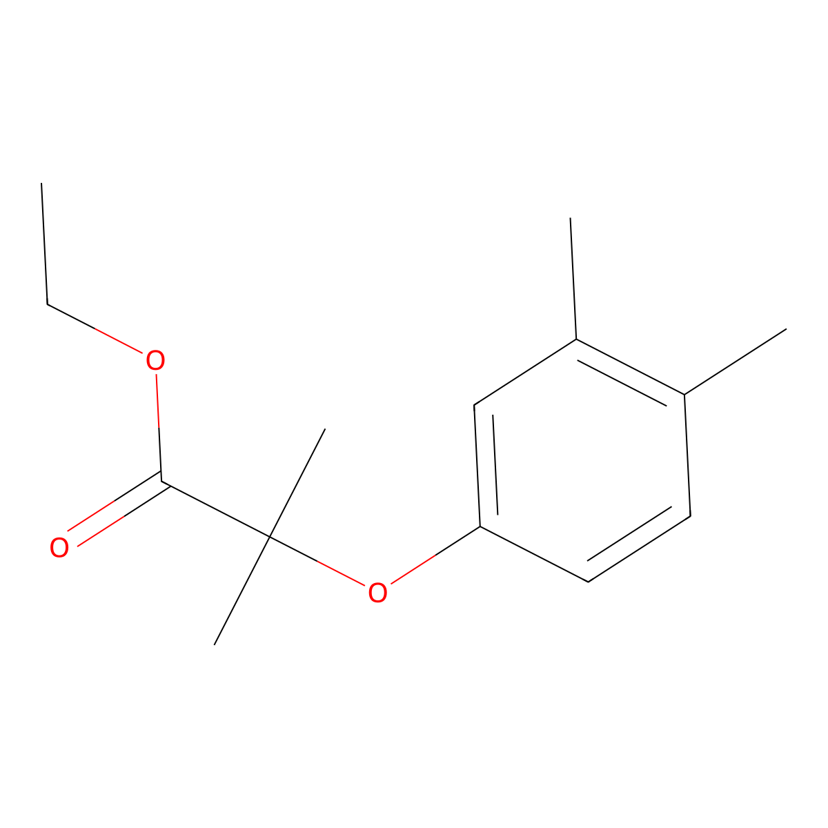 Ethyl 2-(3,4-dimethylphenoxy)-2-methylpropanoate molecular structure, CAS 1344045-72-2