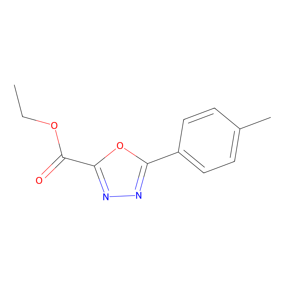 Ethyl 5-(P-tolyl)-1,3,4-oxadiazole-2-carboxylate molecular structure, CAS 1344046-00-9
