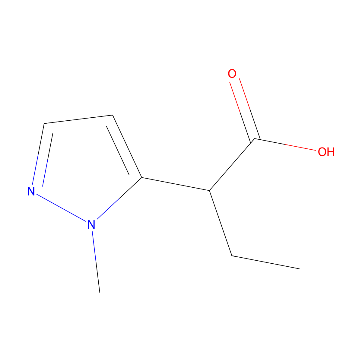 2-(1-methyl-1H-pyrazol-5-yl)butanoic acid molecular structure, CAS 1344049-71-3